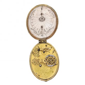 French brass gilt silver oval watch with compass Circa 1625