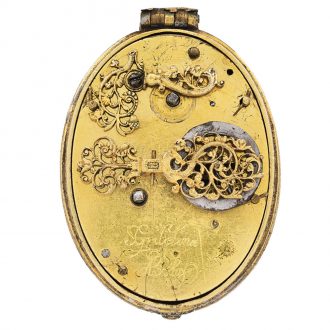 French brass gilt silver oval watch with compass Circa 1625