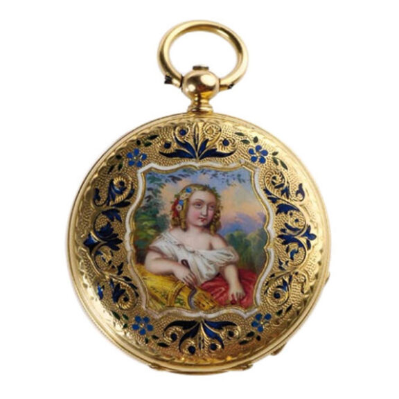 Swiss gold enamel pendant watch Circa 1840