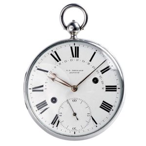 English silver watch with hour and half hour self strike and power reserve Circa 1827
