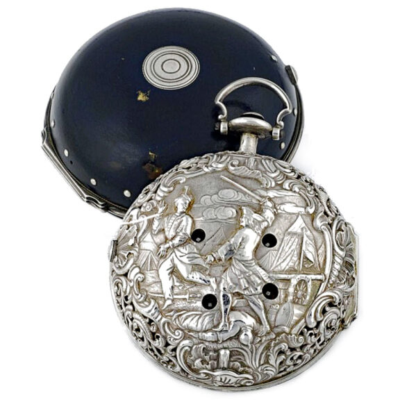 German “Grande Sonnerie” repeating silver coach clock Circa 1730