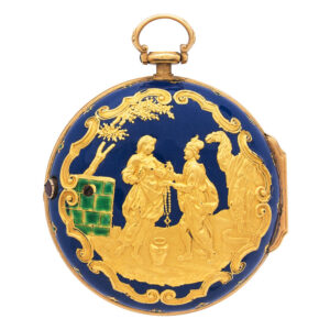 Fine French 18 carat gold and enamel pocket watch Circa 1750