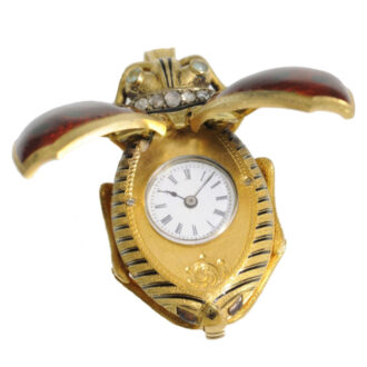 Swiss gold, rose-cut diamond set ladybeetle watch Circa 1880