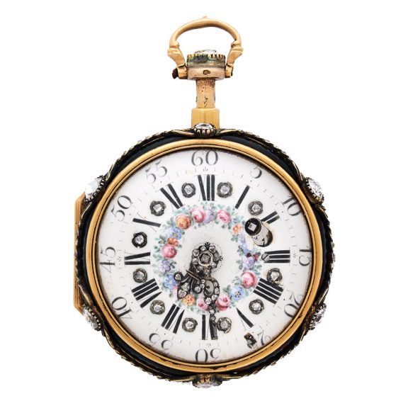 French gold quarter repeating watch in bloodstone Circa 1750 French gold quarter repeating watch in bloodstone Circa 1750