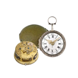 German silver quarter repeater coach clock with alarm Circa 1740