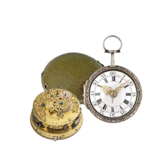 German silver quarter repeater coach clock with alarm Circa 1740 German silver quarter repeater coach clock with alarm Circa 1740