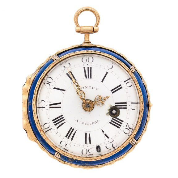 German 18 carat gold and lapis lazulli verge watch Circa 1780 German 18 carat gold and lapis lazulli verge watch Circa 1780