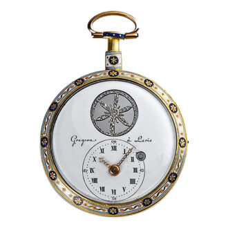 French gold and enamel watch with visible balance Circa 1810