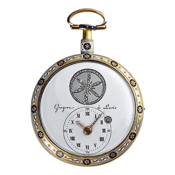 French gold and enamel watch with visible balance Circa 1810 French gold and enamel watch with visible balance Circa 1810