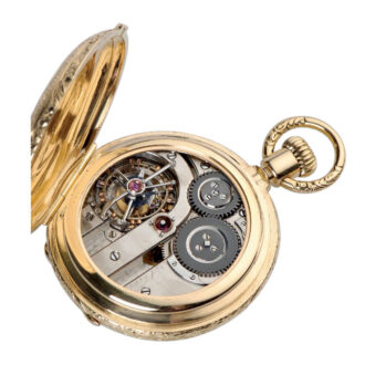 Swiss gold hunting cased one-minutetourbillon watch Circa 1870
