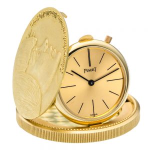 Fine and rare Swiss 18 carat yellow gold coin watch Circa 1980