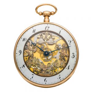 Swiss gold skeletonized repeating automaton watch Circa 1820