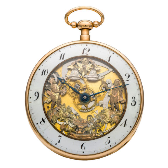 Swiss gold skeletonized repeating automaton watch Circa 1820