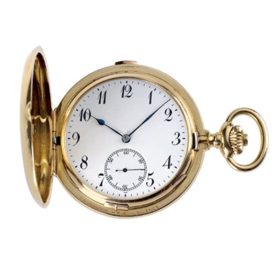 Italian gold hunting cased minute repeating pocket watch Circa 1905