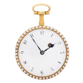English 18 carat gold and pearl set lever watch Circa 1790