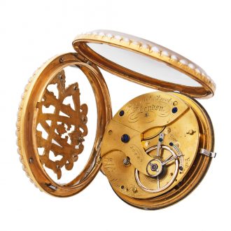 English 18 carat gold and pearl set lever watch Circa 1790