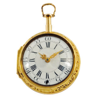 German gold quarter repeating repoussé verge Circa 1740