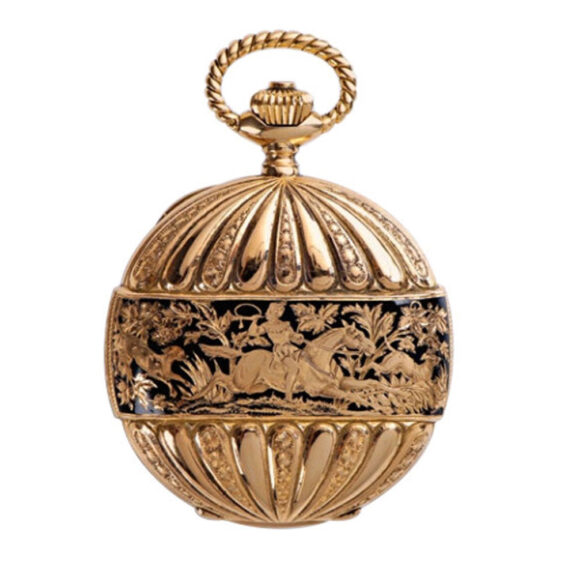 French pink gold enamel hunting case pocket watch Circa 1900