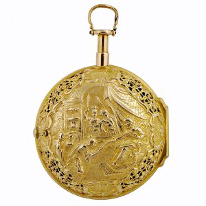 German gold quarter repeating repoussé verge Circa 1740