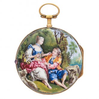 Fine French 18 carat gold and enamel watch Circa 1750