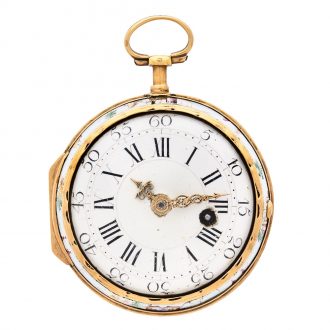 Fine French 18 carat gold and enamel watch Circa 1750