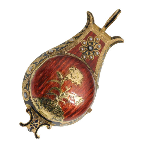 Swiss gold, enamel and pearl set form watch Circa 1810 Swiss gold, enamel and pearl set form watch Circa 1810