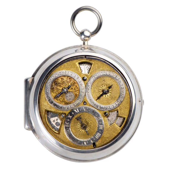 English silver astronomic pocket watch