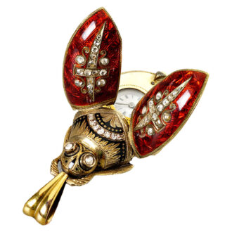 Swiss gold, enamel and diamond set scarab form watch Circa 1870