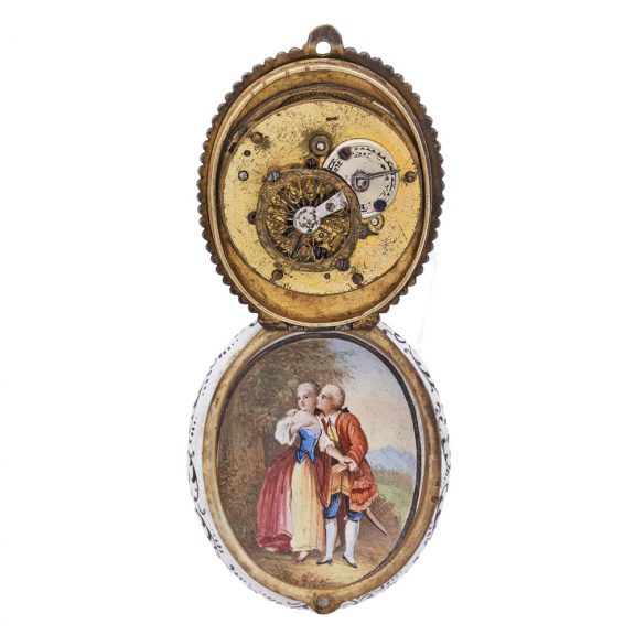 English silver and entirely in painted enamel watch Circa 1790 English silver and entirely in painted enamel watch Circa 1790