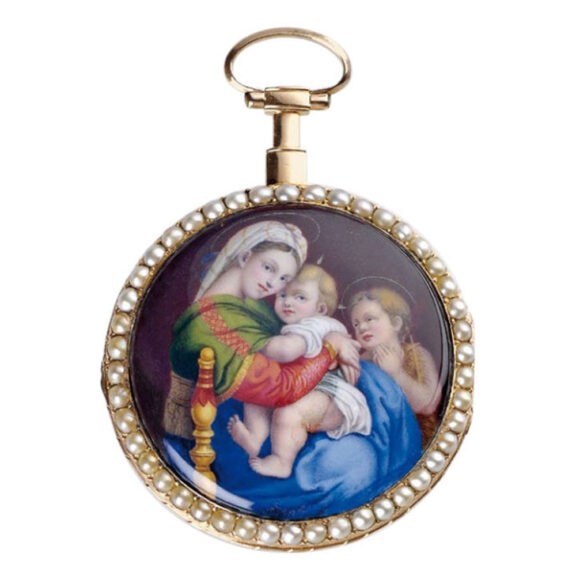 French gold, enamel and pearl-set open faced verge Circa 1790