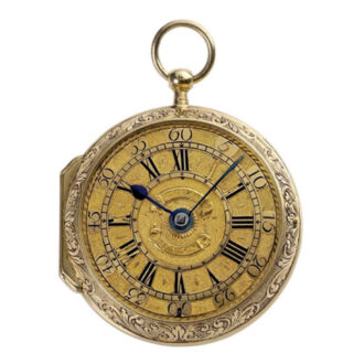 English gold verge watch with "mock pendulum balance" Circa 1720