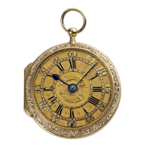 English gold verge watch with "mock pendulum balance" Circa 1720