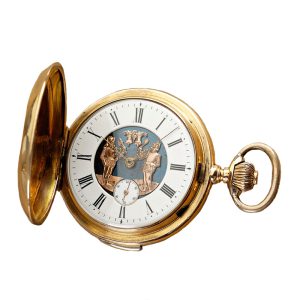 Swiss gold repeating watch with two jacquemarts Circa 1900