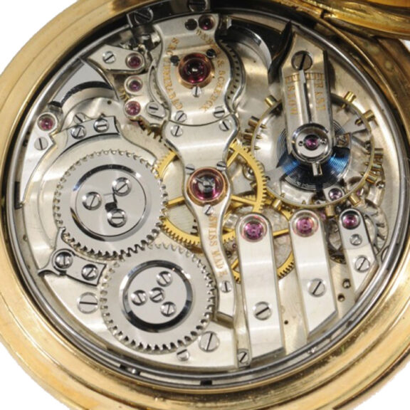 Swiss gold half hunter repeating pocket watch Circa 1890 Swiss gold half hunter repeating pocket watch Circa 1890