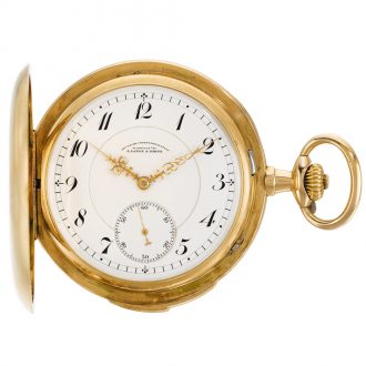 German hunting cased quarter repeating keyless lever watch Circa 1913