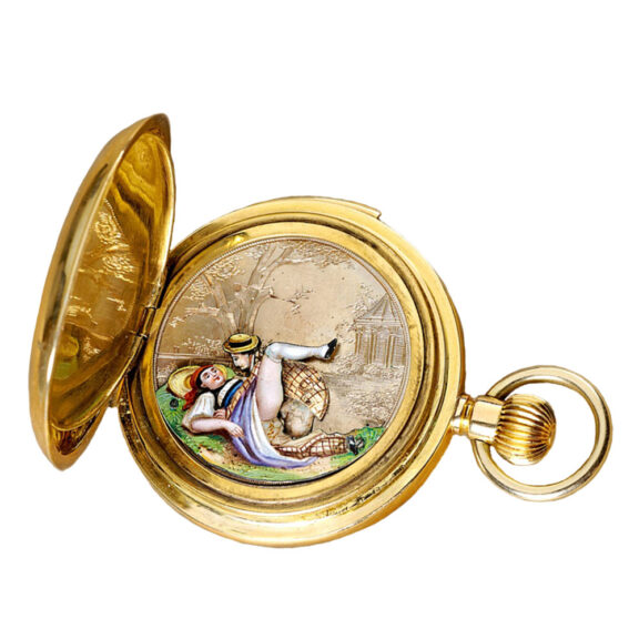 Swiss repeating automaton with erotic scene Circa 1900 Swiss repeating automaton with erotic scene Circa 1900