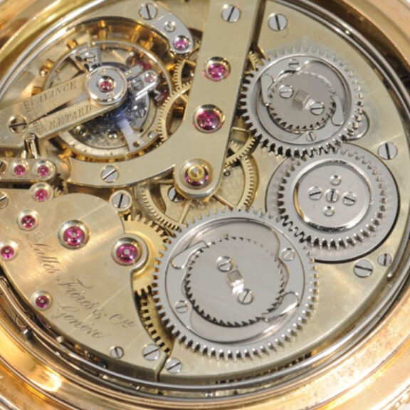 Swiss gold grande/petite sonnerie clock watch Circa 1880 Swiss gold grande/petite sonnerie clock watch Circa 1880