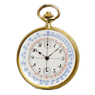 Swiss gold open faced watch with chronograph Circa 1920
