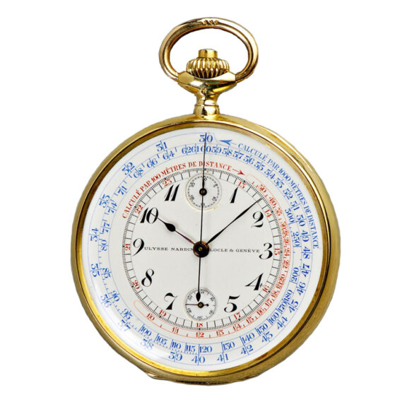 Swiss gold open faced watch with chronograph Circa 1920