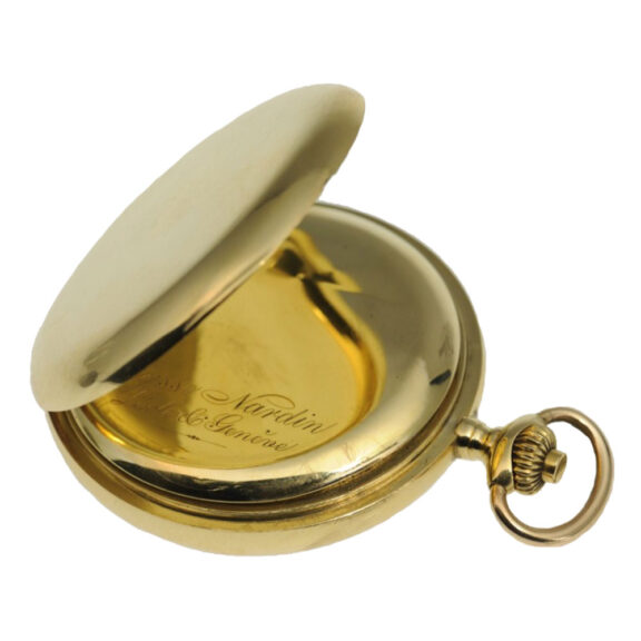 Swiss gold open faced watch with chronograph Circa 1920 Swiss gold open faced watch with chronograph Circa 1920