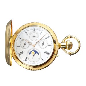 Swiss gold lever chronometer watch wit moonphase Circa 1885 