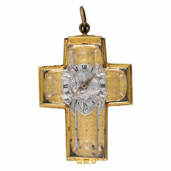 French rock crystal and gilt cross shaped watch Circa 1630
