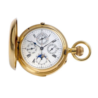 Swiss heavy minute repeating hunting case pocket watch with chronograph Circa 1890