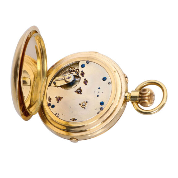 Swiss heavy minute repeating hunting case pocket watch with chronograph Circa 1890 Swiss heavy minute repeating hunting case pocket watch with chronograph Circa 1890
