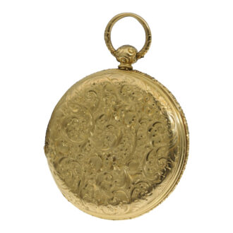 English lavishly engraved gold lever pocket watch Circa 1850 English lavishly engraved gold lever pocket watch Circa 1850