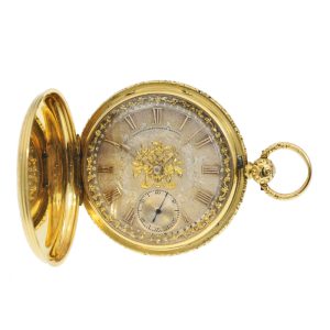 English lavishly engraved gold lever pocket watch Circa 1850