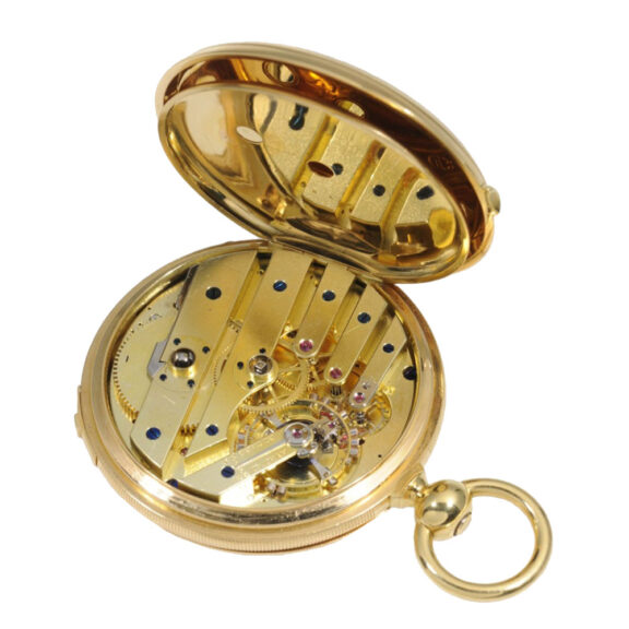 Swiss 18k gold astronomical verge pocket watch Circa 1890 Swiss 18k gold astronomical verge pocket watch Circa 1890