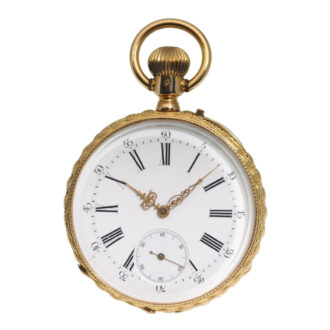 Ornamental Swiss gold and black enamel watch Circa 1870 Ornamental Swiss gold and black enamel watch Circa 1870