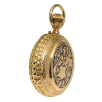 Ornamental Swiss gold and black enamel watch Circa 1870 Ornamental Swiss gold and black enamel watch Circa 1870