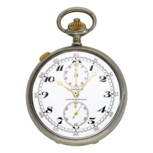 Swiss metal split-seconds chronograph pocket watch Circa 1925
